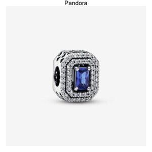 Pandora Blue Sparkling Leveled Rectangular Charm